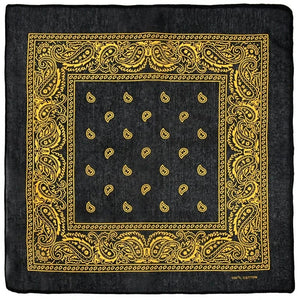 Paisley Svart Bandana Gul / 54cm-54cm