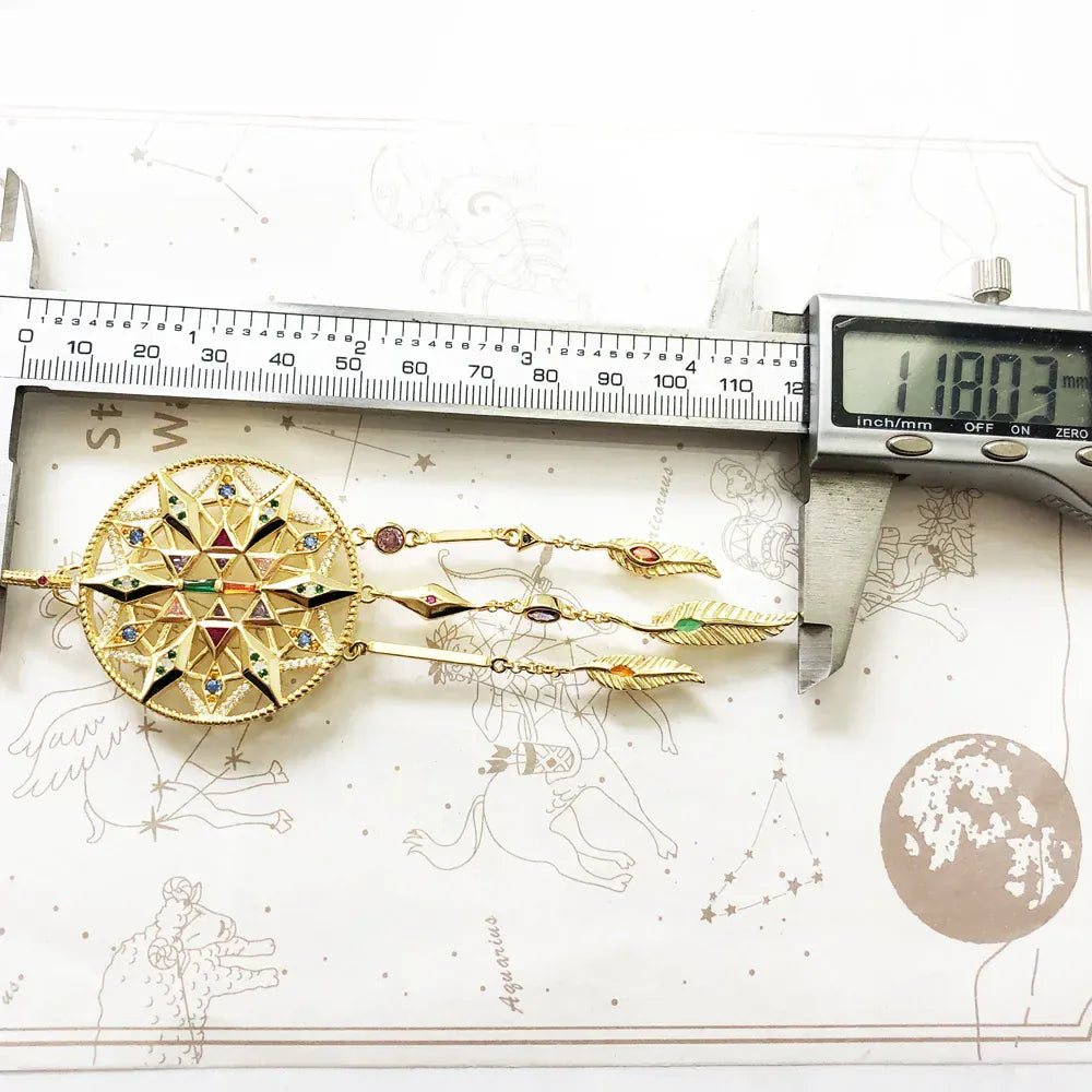 Pendant Large Lucky Dreamcatcher,Summer Brand New Fine Jewelry Europe Golden S925 Sterling Silver Gift For Women