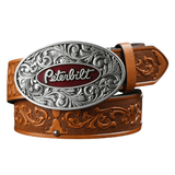 Peterbilt cowboybälte med ovalt metallspänne Brun / 120cm