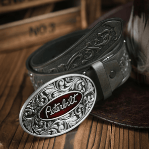 Peterbilt cowboybälte med ovalt metallspänne