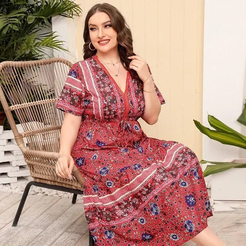 Plus size klänning i bohemisk stil