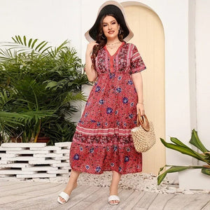 Plus size klänning i bohemisk stil