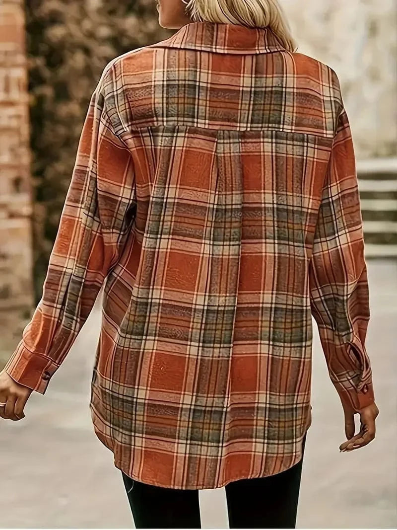 Plus size rutig flanellskjorta dam