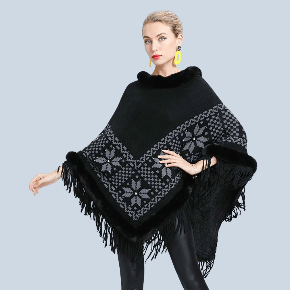 Poncho med päls