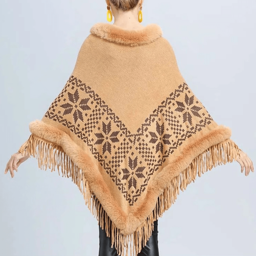 Poncho med päls