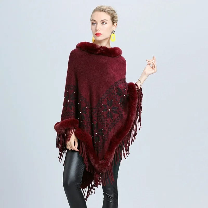 Poncho med päls