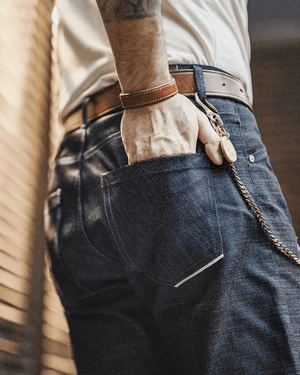 Raw denim jeans