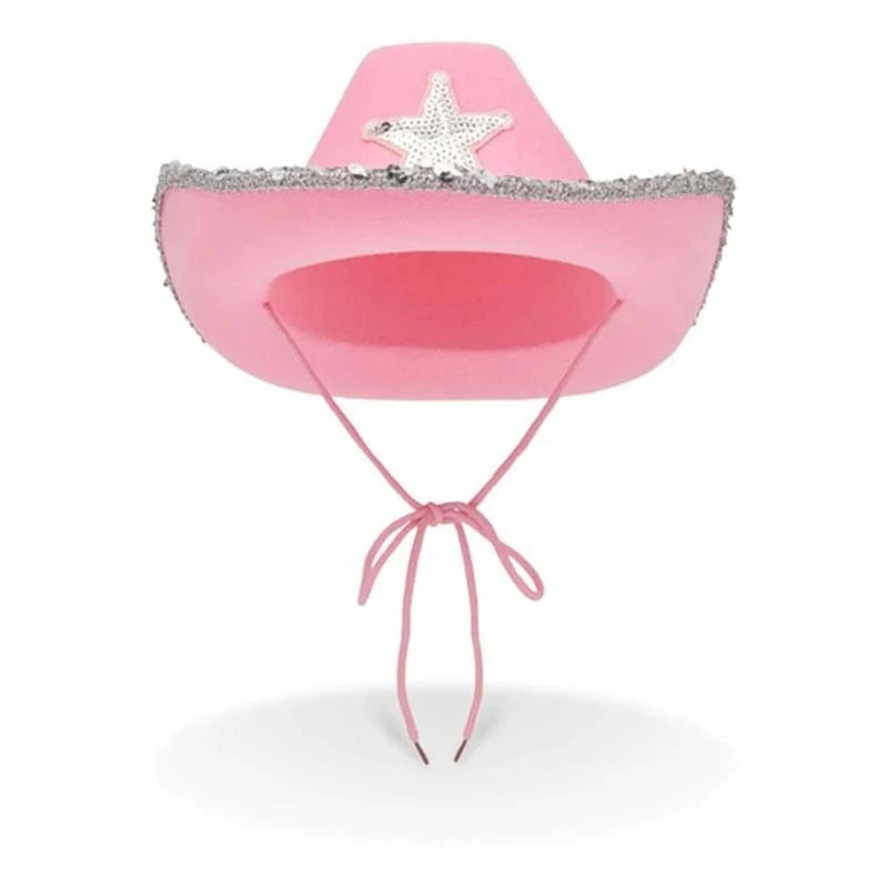 Rosa Cowgirlhatt med Paljettstjärna Rosa