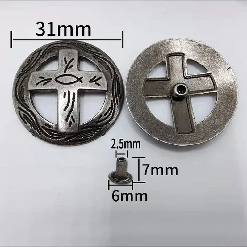 Rund concho antiksilver