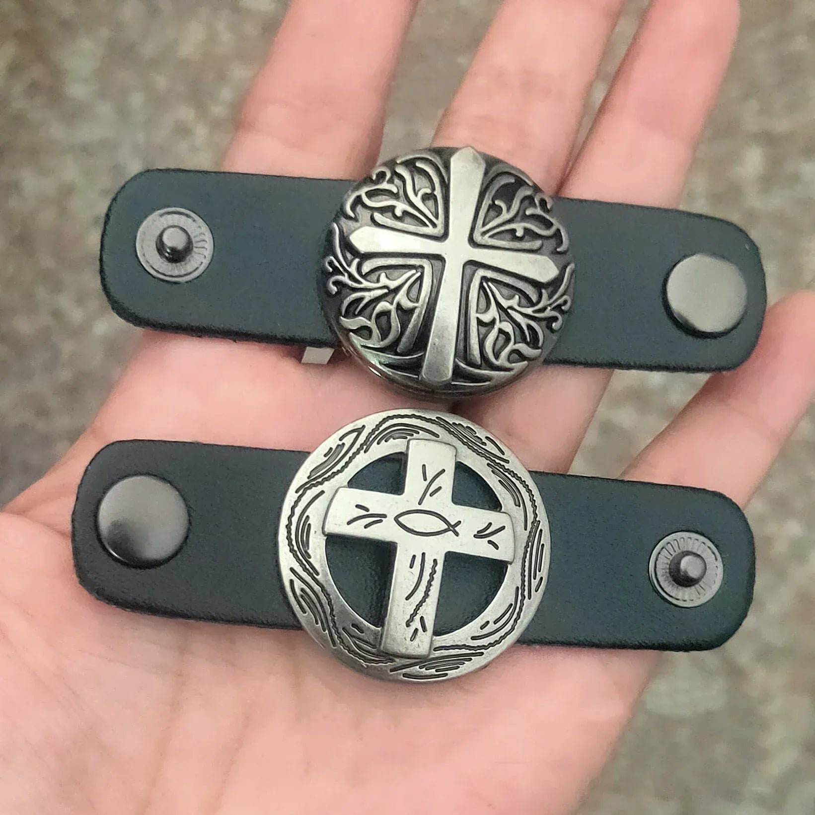 Rund concho antiksilver