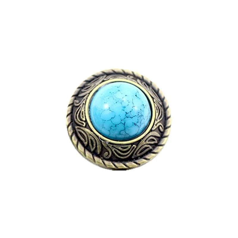 Runt concho i retrodesign med imitationsturkos Gold och blå / 12mm