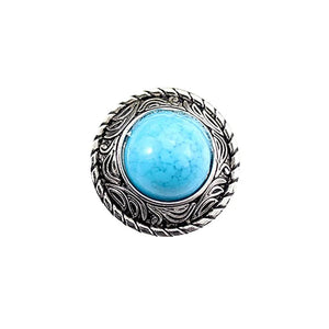 Runt concho i retrodesign med imitationsturkos Silver och blå / 12mm