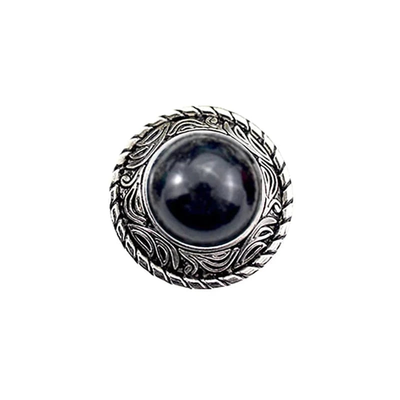 Runt concho i retrodesign med imitationsturkos Silver och svart / 12mm