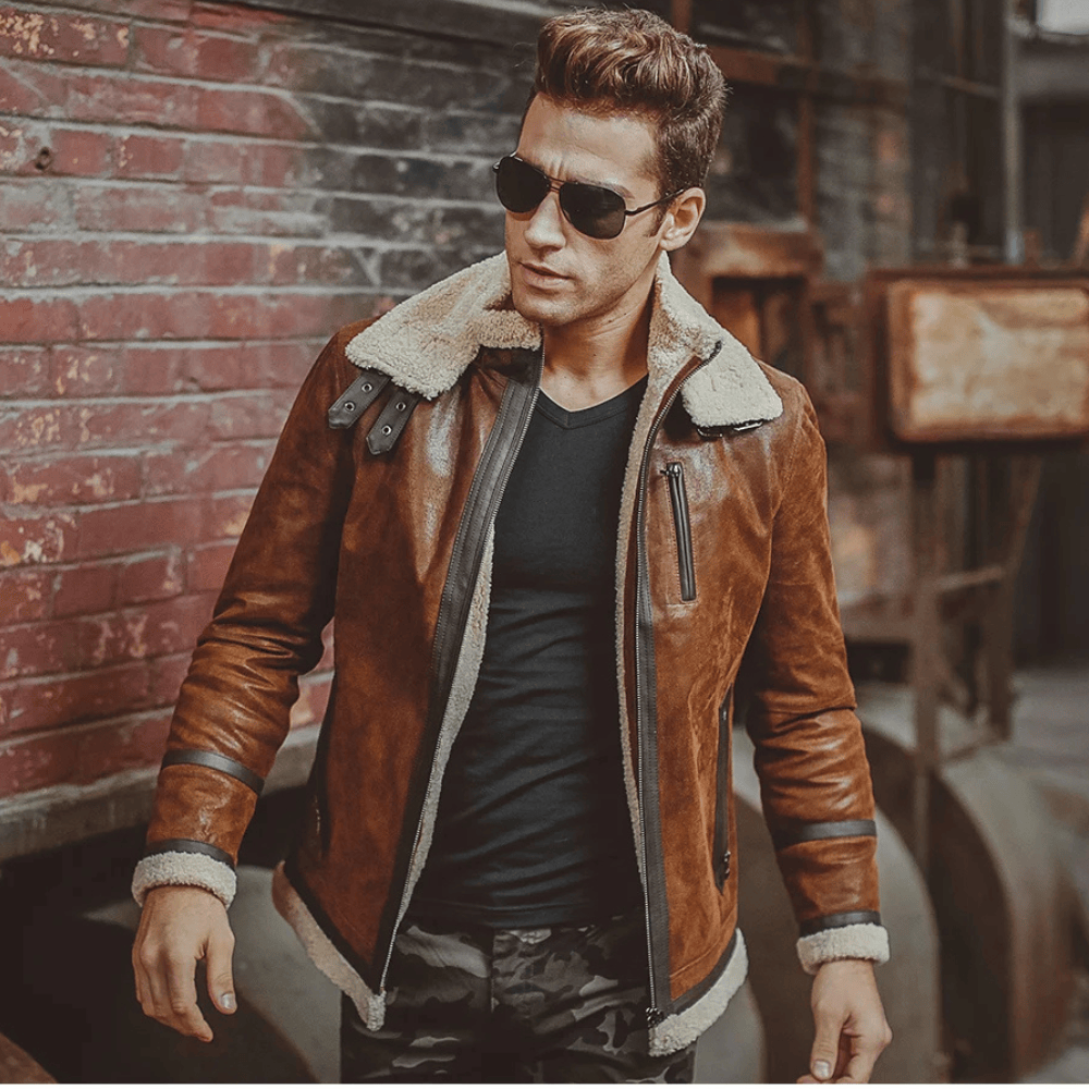 Shearling jacka brun
