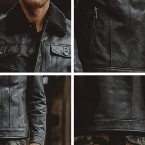 Shearling jacka herr svart