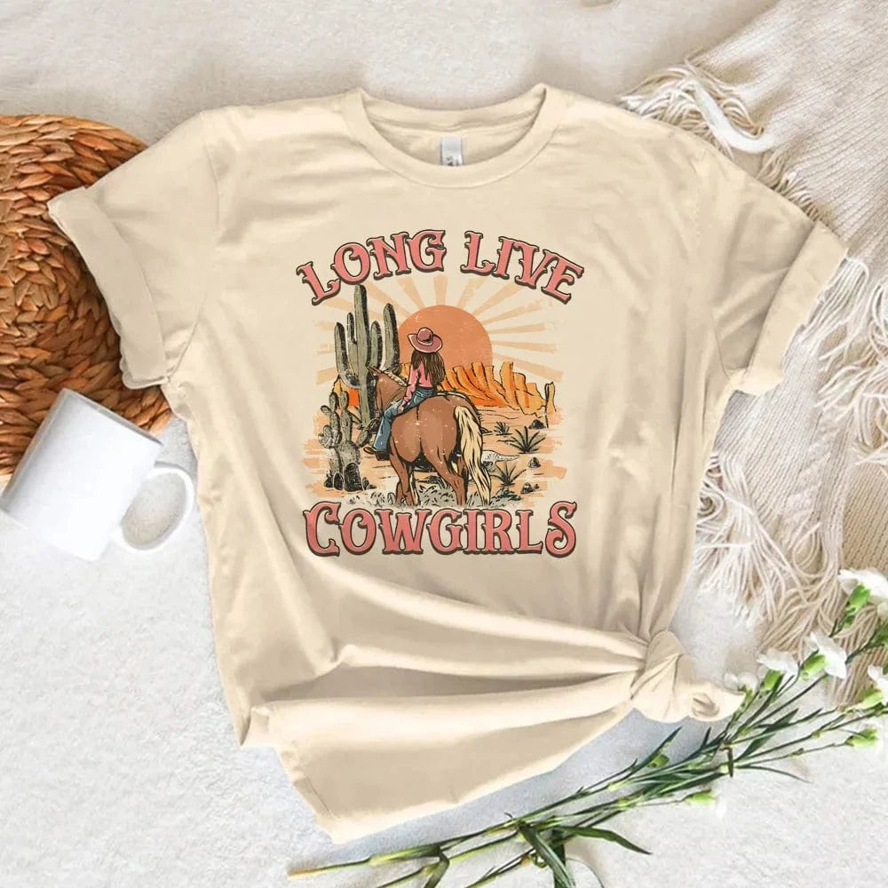 "Should've been a cowgirl" T-shirt Sunset & Cactus / XS