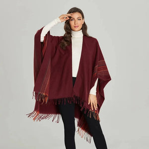 Sjal poncho Vinröd / One Size