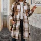 Skjorta lång rutig för kvinnor Brun / S