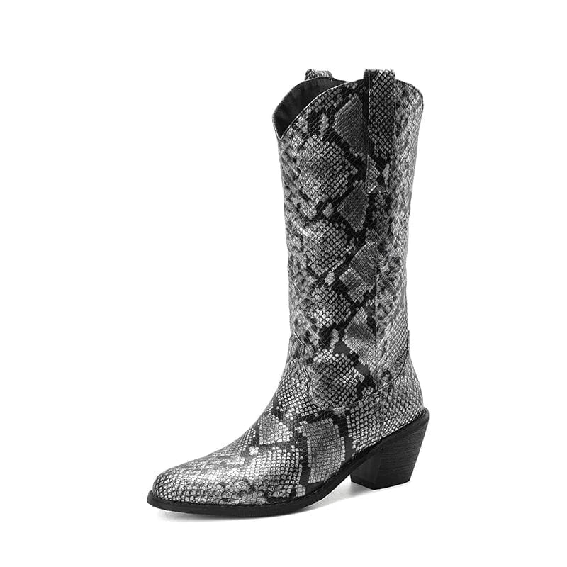 Cowboyboots med Ormskinnsmönster för Dam
