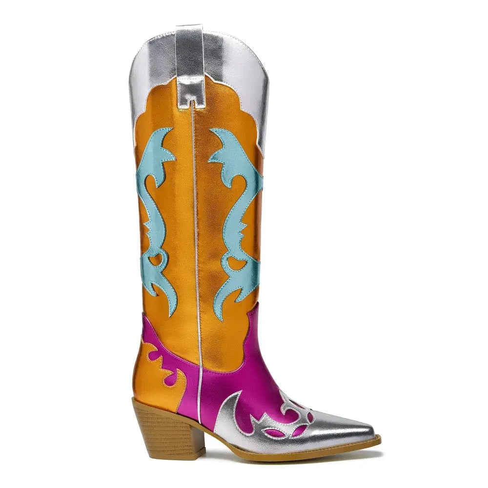 Flerfärgade Metalliska Cowgirl Boots för Dam