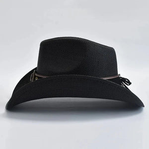 Stråcowboyhatt med Broderad Rem