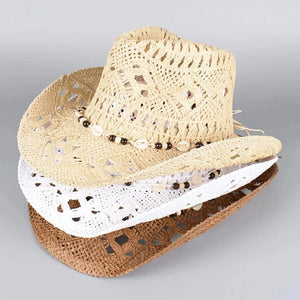 Stråhatt cowboy Snäckor Flätad