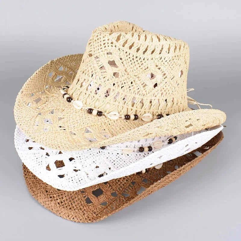 Stråhatt cowboy Snäckor Flätad