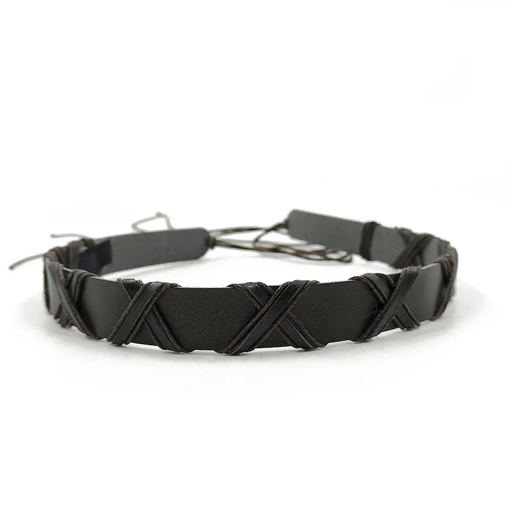 Svart klassiskt cowboyhattband Svart / 1 stycke