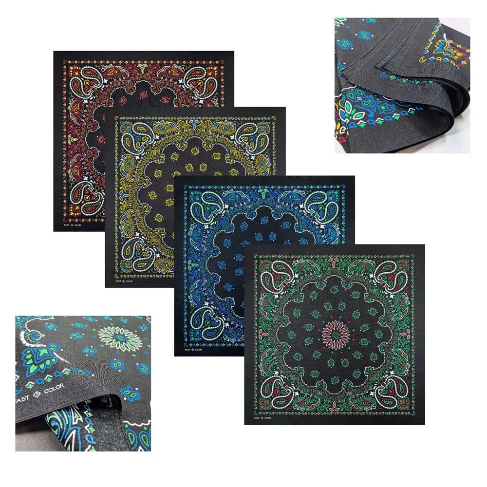 Svart Paisley Bandana med Flerfärgat Tryck