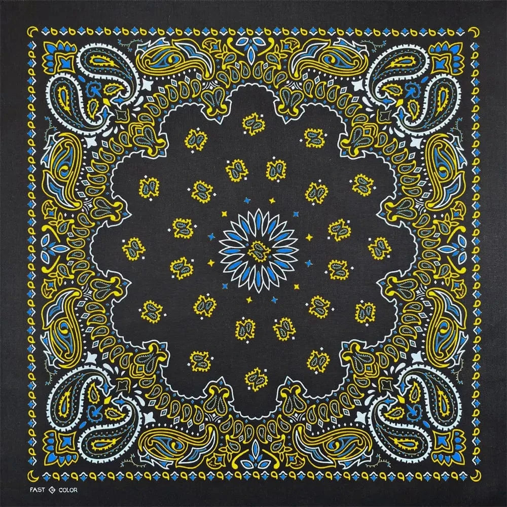 Svart Paisley Bandana med Flerfärgat Tryck Svart gul