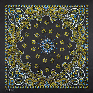 Svart Paisley Bandana med Flerfärgat Tryck Svart gul