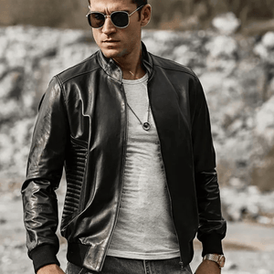 Svart slim fit mc jacka herr Svart / XS