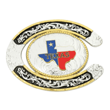 Texas Bältesspänne western Silver flerfärgad