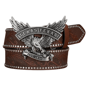 Texas cowboybälte med silver örnspänne Mörkbrun / 120cm