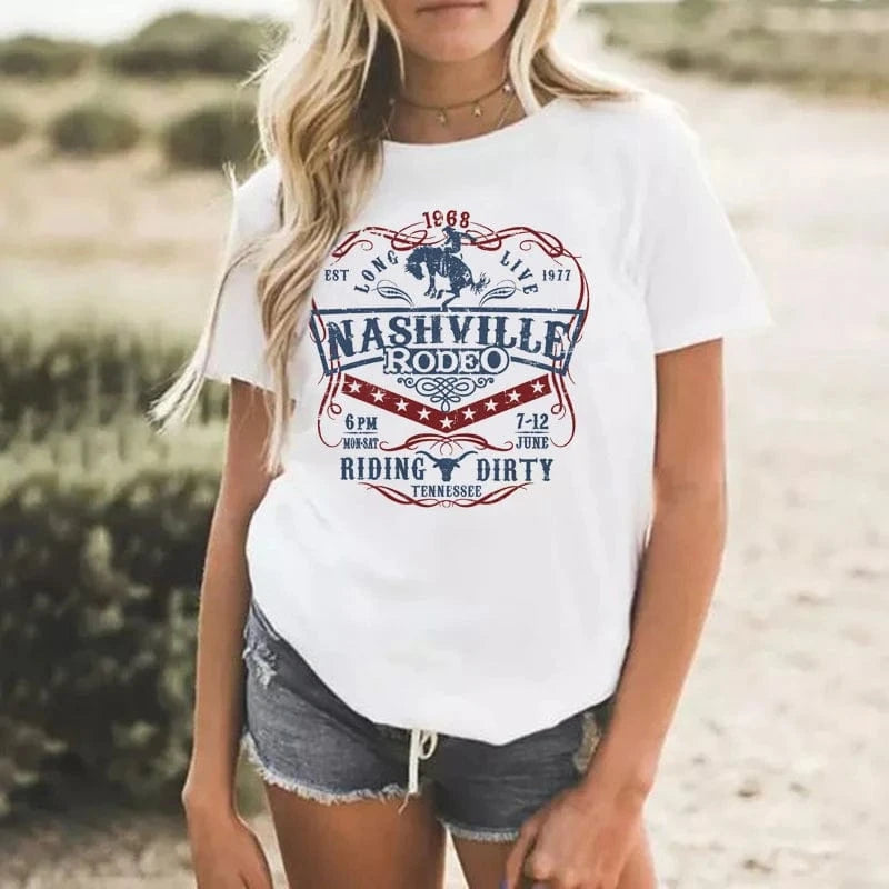 Tshirt för dam Nashville Rodeo westernstil