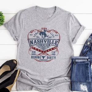 Tshirt för dam Nashville Rodeo westernstil Grå / XS