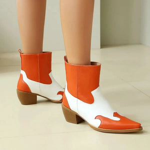 Tvåfärgade Låga Cowboy Boots för Dam