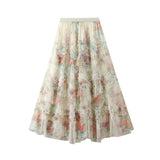 Tyllkjol med blomstermotiv Beige / One Size