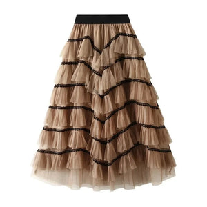 Tyllkjol med svarta kontrastband Khaki / One Size