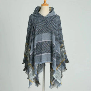 Varm poncho dam Blå / One Size