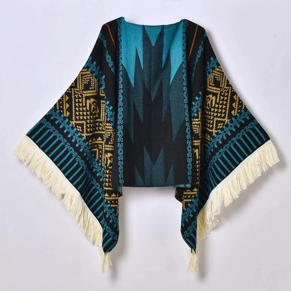 Vintage poncho Blå / One Size