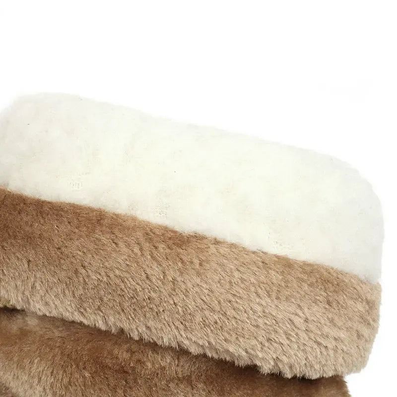 Vinter cowboyboots med fluffig insida och dekorativ snörning