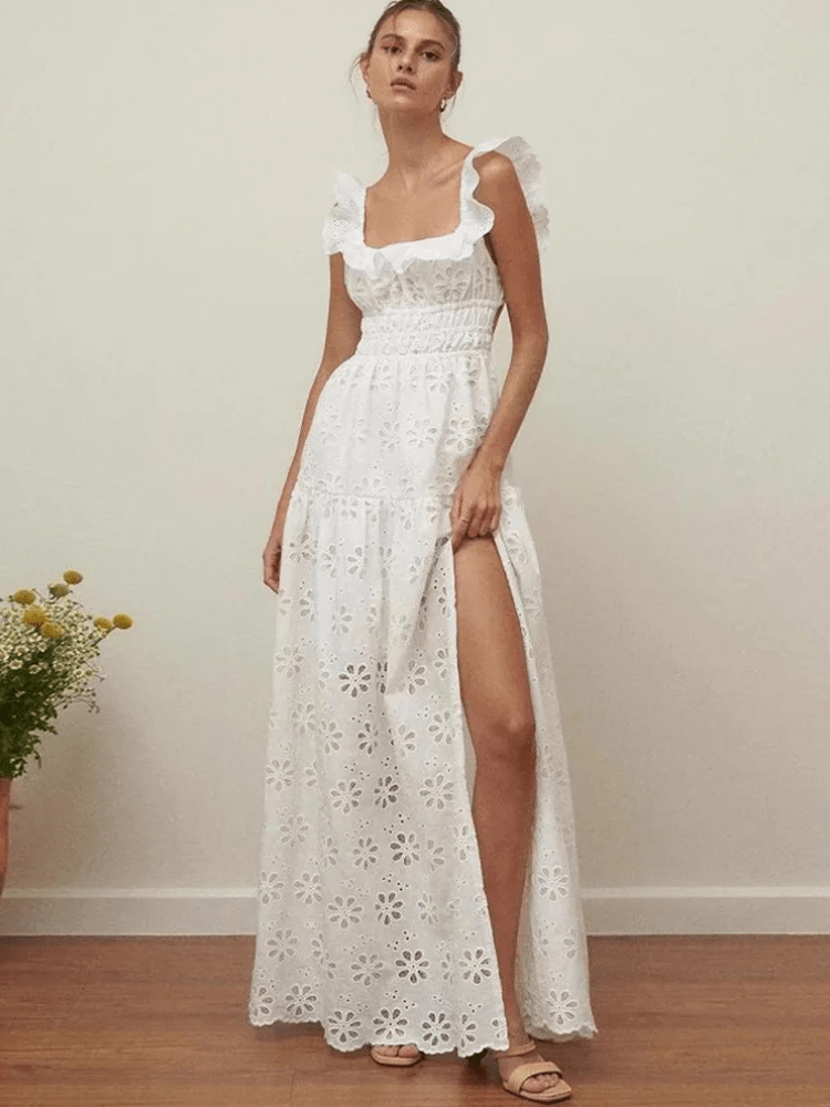 Vit klänning broderi anglaise Vit / S