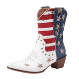 Vita Cowgirl Boots med Amerikansk Flagga Vit / 36