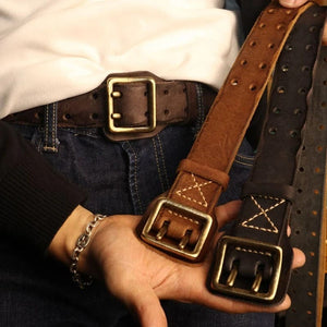 Western bälte i äkta läder med vintage spänne