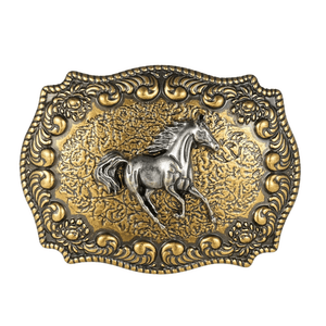 Western Bältesspännen Antik Guld Motiv Häst