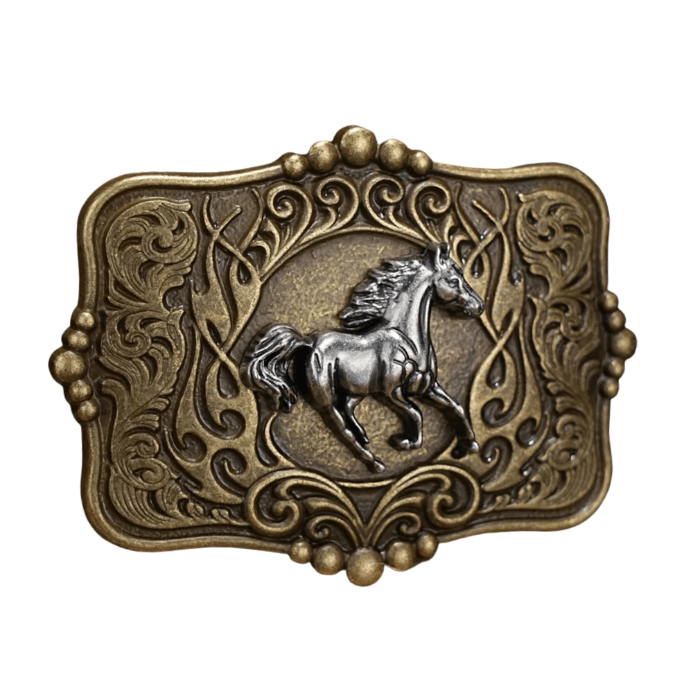 Western Bältesspännen Mix Antik Brons Silver Häst