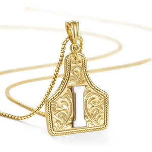 Western Cowgirl Initial Necklace Cowboy A-Z Letter Pendant Necklace for Women Handmade CowTag Two-Toned Jewelry Gift I / With cowboy box