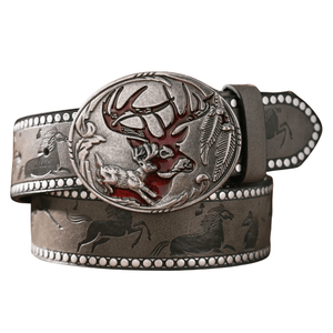 Westernbälte hjortspänne Grå silver / 120cm