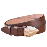 Westernbälte i Äkta Läder med Pilformat Spänne Mörkbrun / 110cm